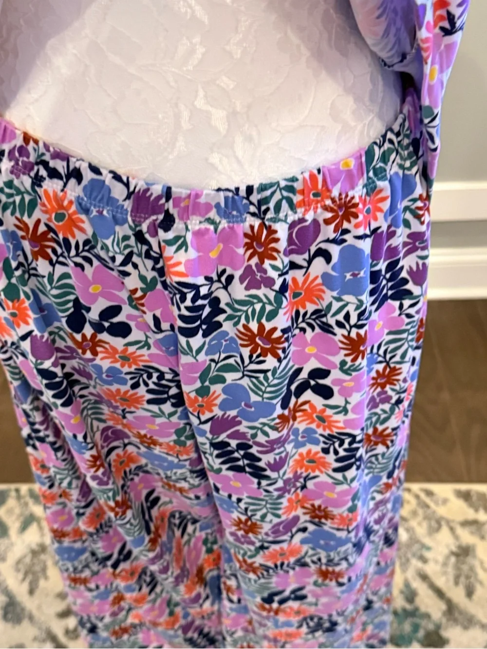 Kate Spade NY Floral Pajama Set XL Short Sleeve Pants Loungewear Two-Piece Match